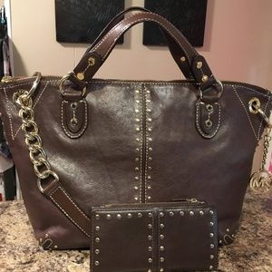 Authentic Michaeal Kors large bag set brown